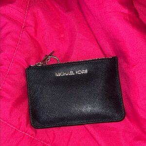 Michael Kors Black Leather Zip Pouch